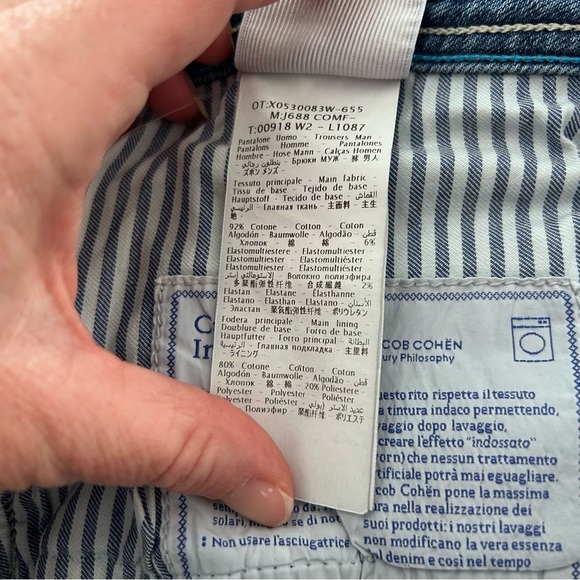 JACOB COHEN J688 COMF Wash Denim Stretch Slim Fit Handmade Tailored Jeans Sz 38 - Picture 6 of 9
